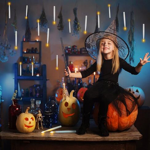pensar Hanging Floating Candles with Wand 24 pcs, Flameless Taper Candles Battery Operated, LED Candles, Flickering Warm Light Christmas Candles, for Parties Christmas Decoration, Home Decor in Saudi Arabia
