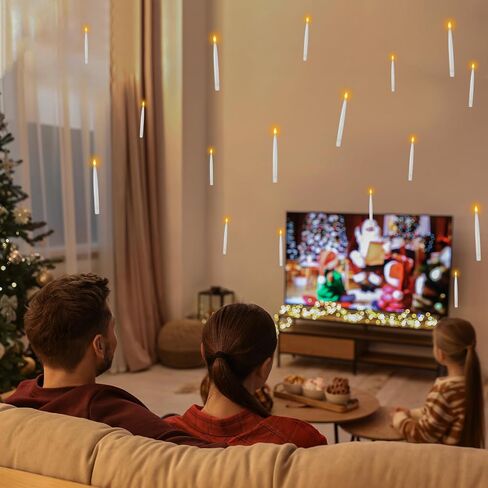 pensar Hanging Floating Candles with Wand 24 pcs, Flameless Taper Candles Battery Operated, LED Candles, Flickering Warm Light Christmas Candles, for Parties Christmas Decoration, Home Decor in Saudi Arabia