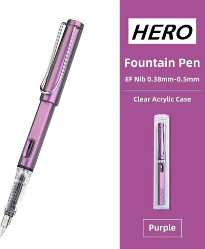 Fountain Pen with Ink Refill Converter in Elegant Acrylic Box, Smooth Writing, Pretty Gifts for Men Women - Extra Fine (0.38) - Red in Saudi Arabia