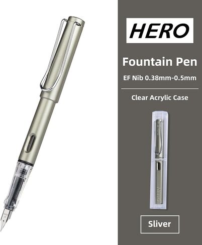 Fountain Pen with Ink Refill Converter in Elegant Acrylic Box, Smooth Writing, Pretty Gifts for Men Women - Extra Fine (0.38) - Red in Saudi Arabia