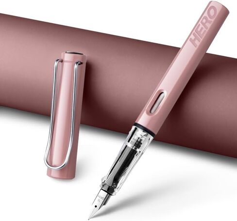 Fountain Pen with Ink Refill Converter in Elegant Acrylic Box, Smooth Writing, Pretty Gifts for Men Women - Extra Fine (0.38) - Red in Saudi Arabia