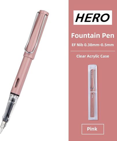 Fountain Pen with Ink Refill Converter in Elegant Acrylic Box, Smooth Writing, Pretty Gifts for Men Women - Extra Fine (0.38) - Red in Saudi Arabia