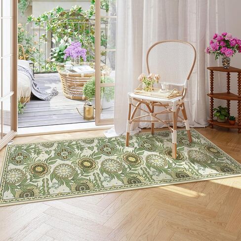 Lahome عباد الشمس عداء المطبخ البساط، 2x6 عداء السجاد للممر 6ft قابل للغسل عداء البساط عدم الانزلاق عداء الحمام، مزرعة خضراء الأزهار عداء البساط سجادة أرضية لغرفة النوم مدخل الغسيل in Saudi Arabia