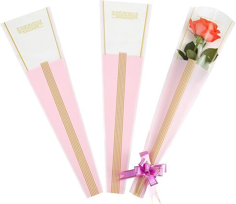 Clear Flower Bouquet Sleeves Package Bags Flower Wrapping Single Rose For Holiday Flowers Wrapping Paper Arrangement 40pcs Grey in Kuwait