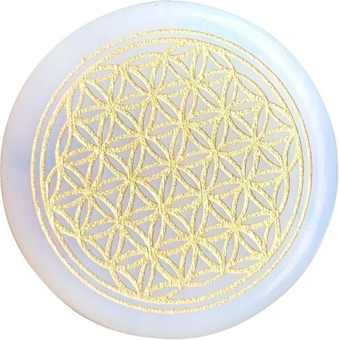 35mm Flower of Life Palm Stone, Carving Flat Round Gemstone Orgone Energy Pocket Stones Healing Crystal in Saudi Arabia