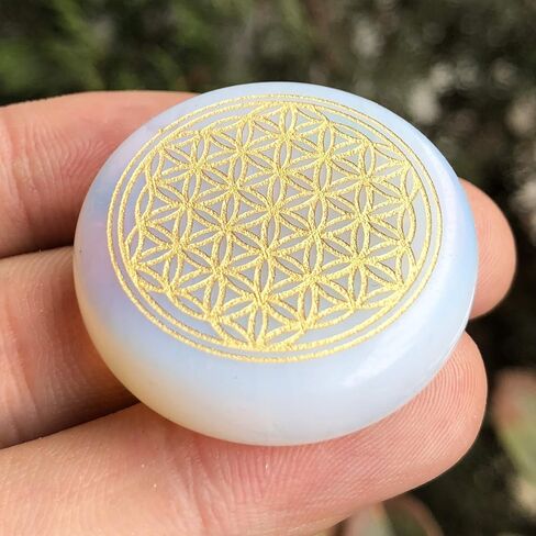 35mm Flower of Life Palm Stone, Carving Flat Round Gemstone Orgone Energy Pocket Stones Healing Crystal in Saudi Arabia