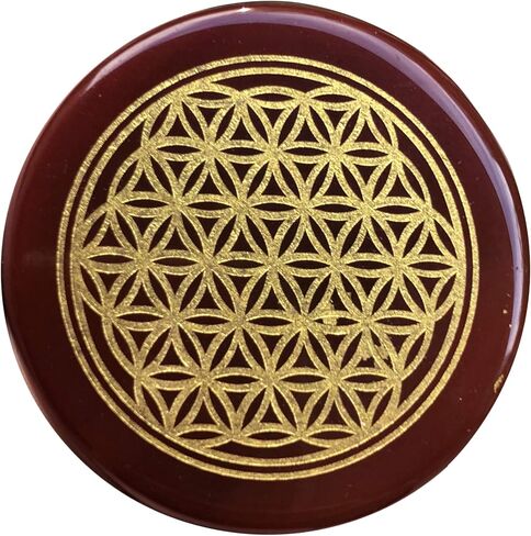 35mm Flower of Life Palm Stone, Carving Flat Round Gemstone Orgone Energy Pocket Stones Healing Crystal in Saudi Arabia