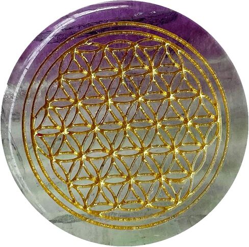 35mm Flower of Life Palm Stone, Carving Flat Round Gemstone Orgone Energy Pocket Stones Healing Crystal in Saudi Arabia