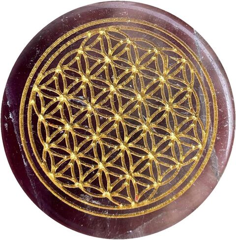 35mm Flower of Life Palm Stone, Carving Flat Round Gemstone Orgone Energy Pocket Stones Healing Crystal in Saudi Arabia