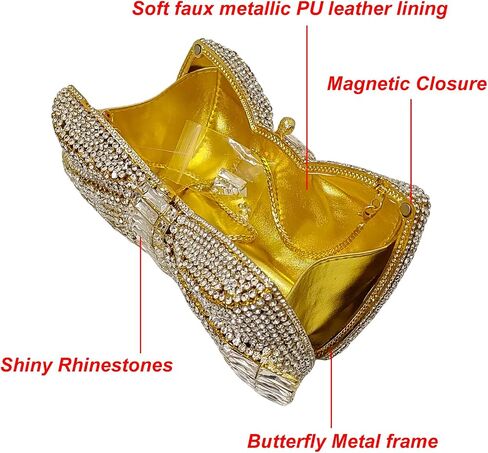 HUANG ZHUANG Bowknot Luxury Crystal Clutch Women Glitter Rhinestone Evening Bag for Party Wedding in Saudi Arabia