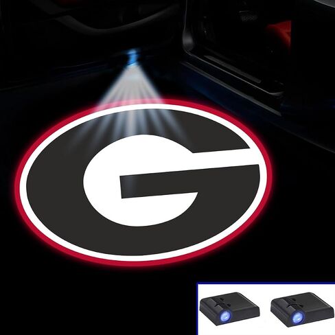 2Pcs for Georgia Car Door Lights Projector, Universal Car Door Led Projector Lights, Upgraded Car Door Welcome Projector Lights for UGA Bulldogs All Car Models in Saudi Arabia