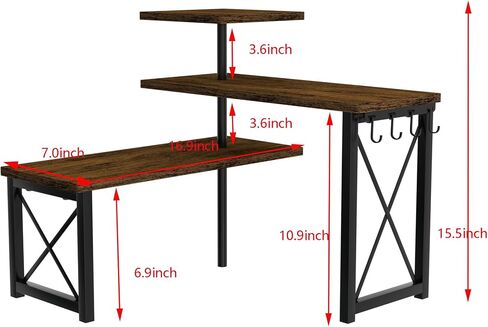 Corner Countertop Shelves,Counter Organizer for Bathroom,Kitchen,Wood 3 Tier Shelf Organization,Rustic Counter Corner Shelf in Saudi Arabia