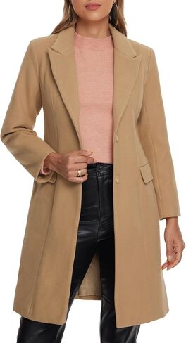 Allegra K Winter Coat for Women's Notch Lapel Mid-Long Single Breasted Overcoat Pea Coats in Saudi Arabia