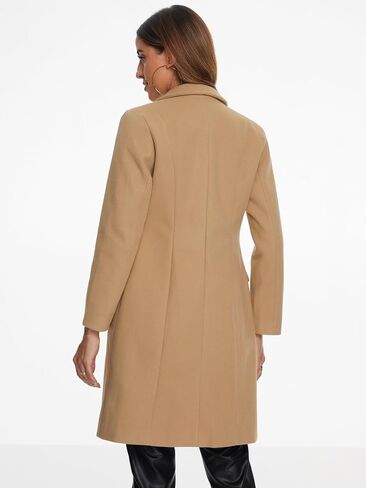 Allegra K Winter Coat for Women's Notch Lapel Mid-Long Single Breasted Overcoat Pea Coats in Saudi Arabia