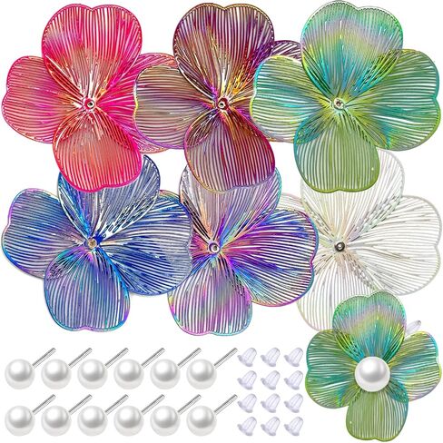 COLIGREE 6 Pairs Colorful Flower Pearl Stud Earring Set Hollow Floral Filigree Earring Making Kit for DIY Earrings Necklaces Rings Hair Jewelries in Saudi Arabia
