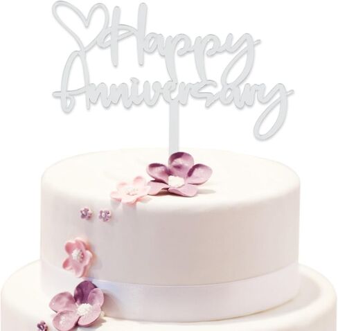 BEISHIDA Happy Aniversary Cake Top، شركة تزيين الكعكة السوداء، ديكور حفلات الذكرى السنوية لحفلات الزفاف للرجال والنساء، لوازم تزيين الكيك in Kuwait