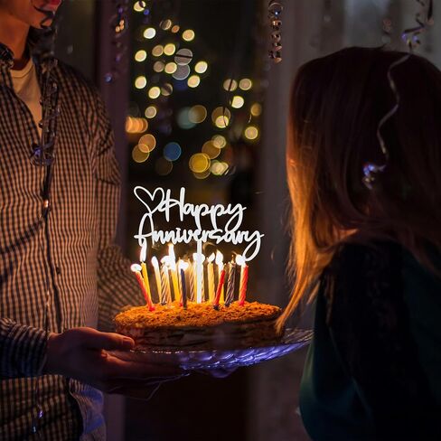 BEISHIDA Happy Aniversary Cake Top، شركة تزيين الكعكة السوداء، ديكور حفلات الذكرى السنوية لحفلات الزفاف للرجال والنساء، لوازم تزيين الكيك in Kuwait