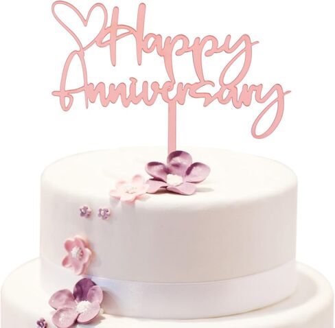 BEISHIDA Happy Aniversary Cake Top، شركة تزيين الكعكة السوداء، ديكور حفلات الذكرى السنوية لحفلات الزفاف للرجال والنساء، لوازم تزيين الكيك in Kuwait
