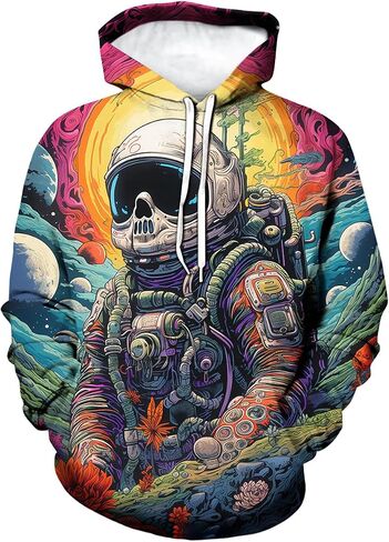 Men Novelty Mushroom Planet Astronaut Printing Hoodie Sweatshirts Magic Astronaut Hoodies Hooded in Saudi Arabia
