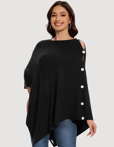 PULI Womens Shawl Wraps Scarf Button Poncho Sweater Cable Knit Oversize Versatile Cardigan Cape for Spring Fall Winter in Kuwait