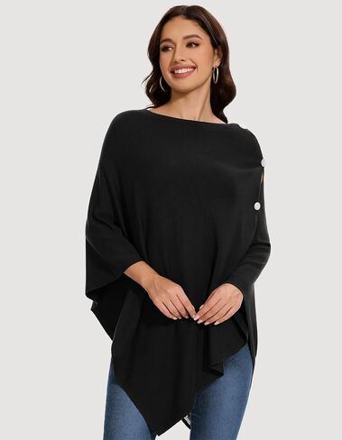 PULI Womens Shawl Wraps Scarf Button Poncho Sweater Cable Knit Oversize Versatile Cardigan Cape for Spring Fall Winter in Kuwait