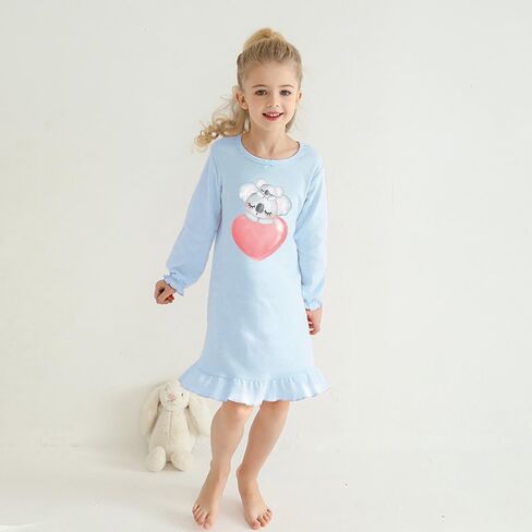 Tkria Girls Nightgowns 3-10 Years Flutter Long Sleeves Nightdress Nightie Dress Sleepwear Pajamas for Toddler Kids Girls in Kuwait