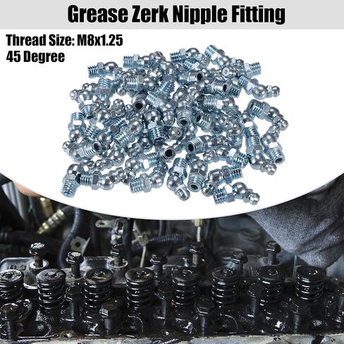 X AUTOHAUX 50 Pcs M8x1.25 Grease Nipple Fitting Bend 45 Degree Angle Galvanized Steel Grease Zerk Fitting Adapter for Car Truck Automotive Mechanical Lubrication in Saudi Arabia