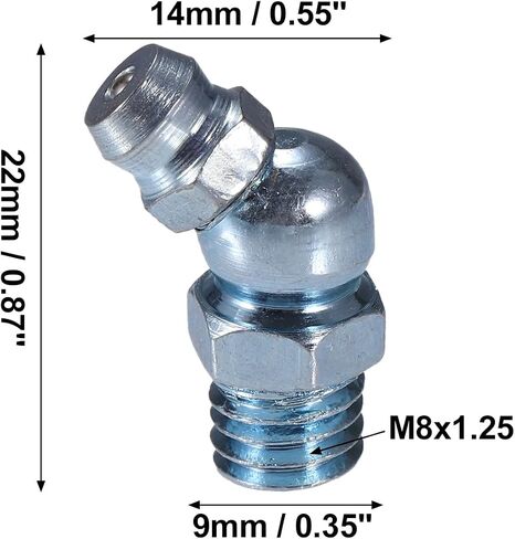 X AUTOHAUX 50 Pcs M8x1.25 Grease Nipple Fitting Bend 45 Degree Angle Galvanized Steel Grease Zerk Fitting Adapter for Car Truck Automotive Mechanical Lubrication in Saudi Arabia