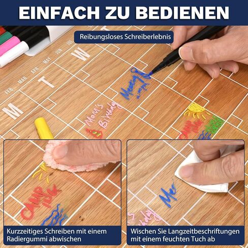 Scribbles That Matter Acrylic Calendar for Fridge, Set of 2 Boards, 6 Markers + Holder! Microfibre Cloth, Non-Scratch Silicon Caps for Magnets| Your Daily, Weekly, Monthly Fridge Calendar | 16" x 12" in Saudi Arabia
