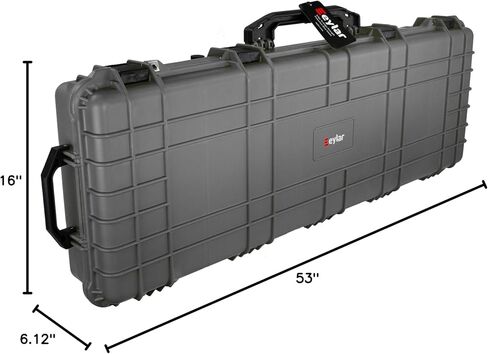 Eylar 53" Inch Protective Roller Rifle Hard Case with Foam, Waterproof & Crushproof, Two Rifles Or Multiple Guns, Pressure Valve with Lockable Fittings Gray in Kuwait