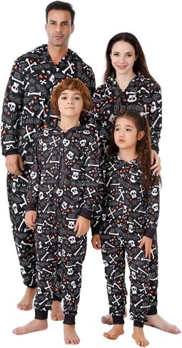 VNVNE Matching Halloween Pajamas for Family，Pumpkin Skeleton Onesie Pjs for Adult/Couples/Women/Men in Saudi Arabia