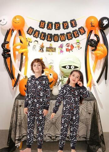 VNVNE Matching Halloween Pajamas for Family，Pumpkin Skeleton Onesie Pjs for Adult/Couples/Women/Men in Saudi Arabia