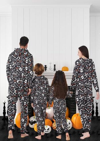VNVNE Matching Halloween Pajamas for Family，Pumpkin Skeleton Onesie Pjs for Adult/Couples/Women/Men in Saudi Arabia