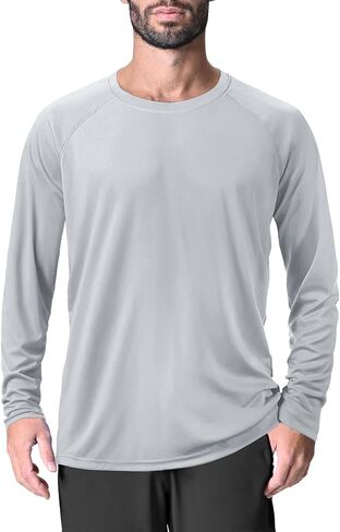 KINSWT Men's UPF 50+ Rash Guard Long Sleeve Sun Protection UV SPF Shirts Quick Dry Lightweight Fishing Swim T-Shirts in Saudi Arabia