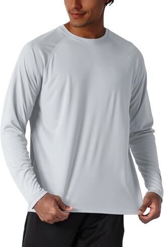 KINSWT Men's UPF 50+ Rash Guard Long Sleeve Sun Protection UV SPF Shirts Quick Dry Lightweight Fishing Swim T-Shirts in Saudi Arabia
