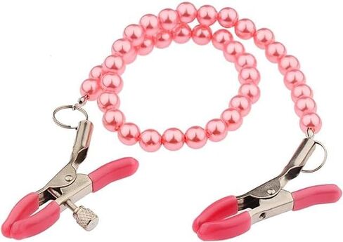 Nipple Clamp Adjustable Pressure Pearl Body Chains Necklace 316L Stainless Steel Nipple Clips Non Piercing Body Jewelry for Women Men Faux Body Jewelry in Saudi Arabia