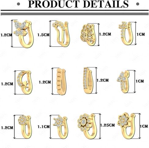 VAMA FASHIONS Clip on Nosepin Without Piercing Pressing Type Nose Rings Stud for Women - Combo 2pcs Gold & Silver in Saudi Arabia