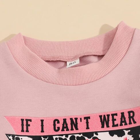 Hnyenmcko Toddler Western Baby Girl Clothes Bell Bottom Outfits Long Sleeve Cowgirl Sweatshirt + Cow Print Pants Fall Outfit in Saudi Arabia