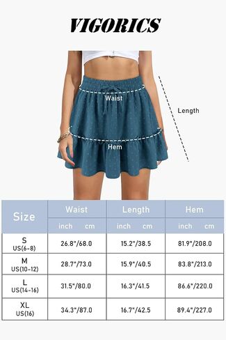 Women's High Waist Ruffle Mini Skirt Built in Shorts A Line Flowy Boho Skirt with Pockets in Kuwait