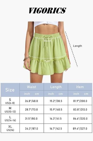 Women's High Waist Ruffle Mini Skirt Built in Shorts A Line Flowy Boho Skirt with Pockets in Kuwait