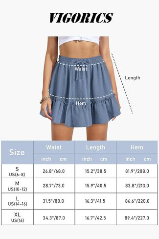 Women's High Waist Ruffle Mini Skirt Built in Shorts A Line Flowy Boho Skirt with Pockets in Kuwait