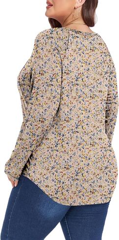 Women's Plus Size Shirts Long Sleeve Dressy Casual Tops Blouses Fashion Pleated Tunics in Saudi Arabia
