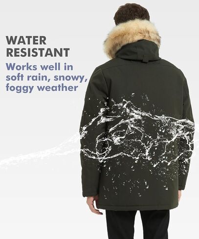 PUREMSX Winter Jackets for Men, Insulated Thick Warm Padded Puffer Coat with Fur Hood in Saudi Arabia