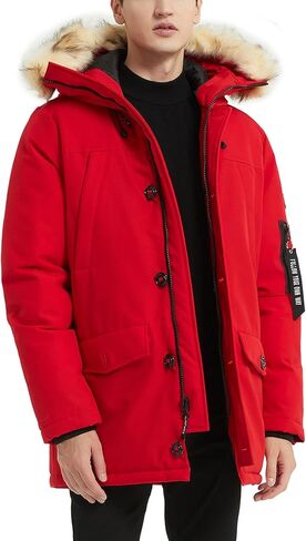 سترات شتوية PUREMSX للرجال، معطف منتفخ سميك ودافئ مع غطاء رأس من الفرو in Kuwait