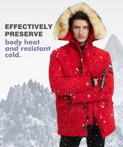 سترات شتوية PUREMSX للرجال، معطف منتفخ سميك ودافئ مع غطاء رأس من الفرو in Kuwait