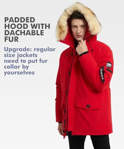 سترات شتوية PUREMSX للرجال، معطف منتفخ سميك ودافئ مع غطاء رأس من الفرو in Kuwait