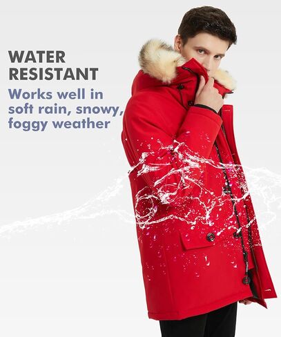 سترات شتوية PUREMSX للرجال، معطف منتفخ سميك ودافئ مع غطاء رأس من الفرو in Kuwait