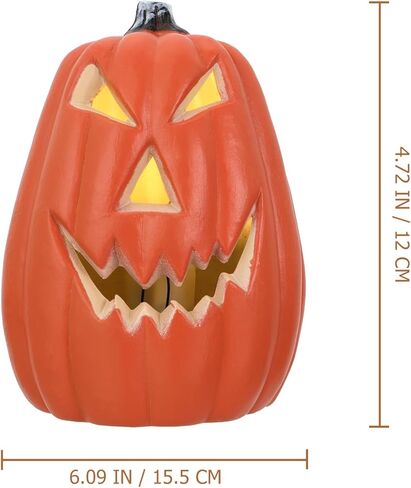 Halloween Light up Pumpkin,5.5 inch Jack O Lantern Luminous Pumpkin Figurine for Halloween Thanksgiving Carnival Party Table Centerpieces Decorative（Without Battery） in Kuwait