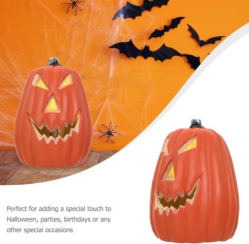 Halloween Light up Pumpkin,5.5 inch Jack O Lantern Luminous Pumpkin Figurine for Halloween Thanksgiving Carnival Party Table Centerpieces Decorative（Without Battery） in Kuwait