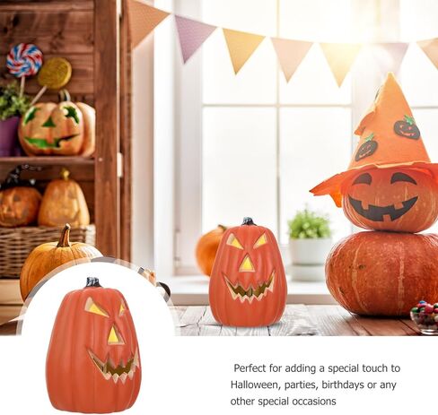 Halloween Light up Pumpkin,5.5 inch Jack O Lantern Luminous Pumpkin Figurine for Halloween Thanksgiving Carnival Party Table Centerpieces Decorative（Without Battery） in Kuwait